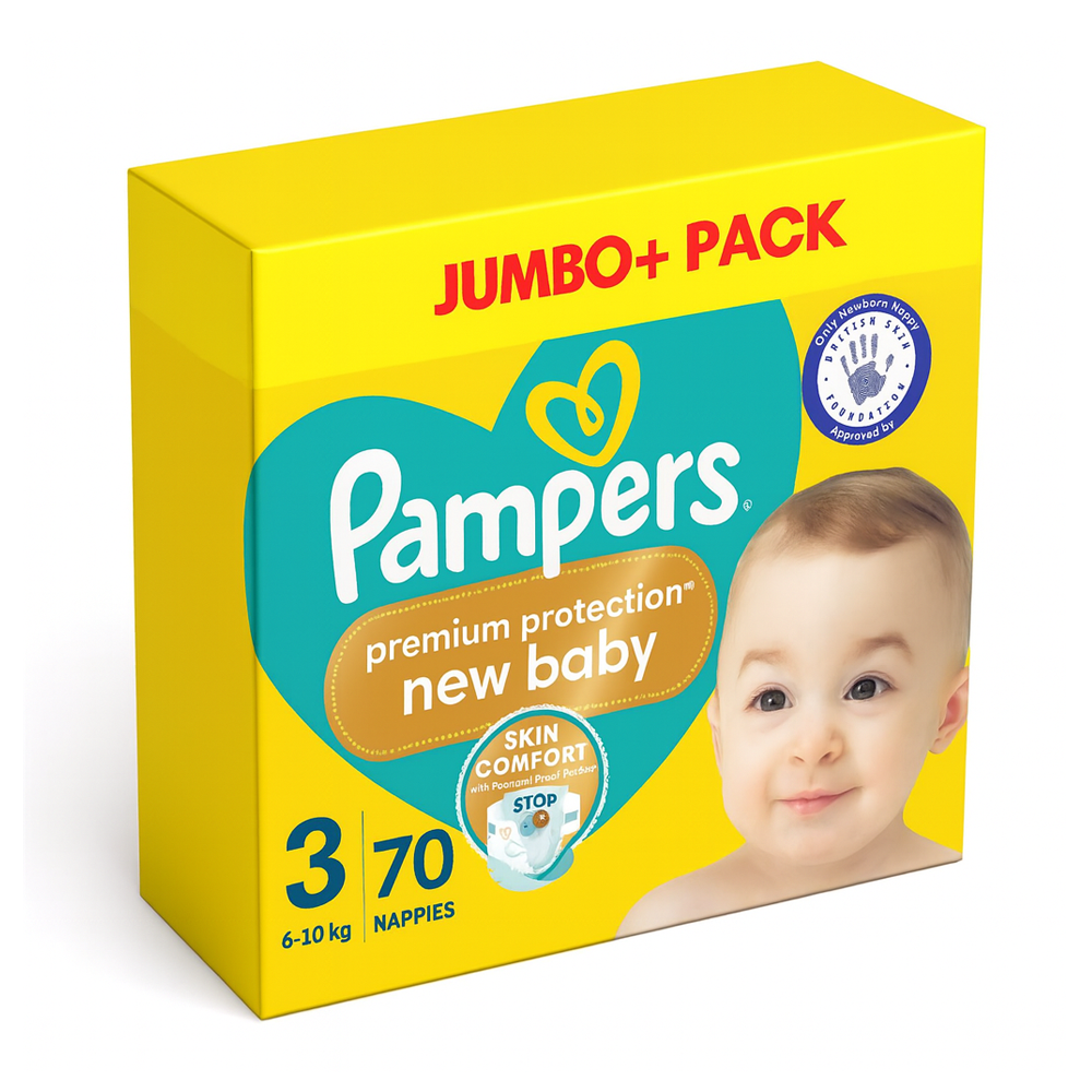 Pampers Premium Protect, New Baby Nappies Size 3- 70 Pack